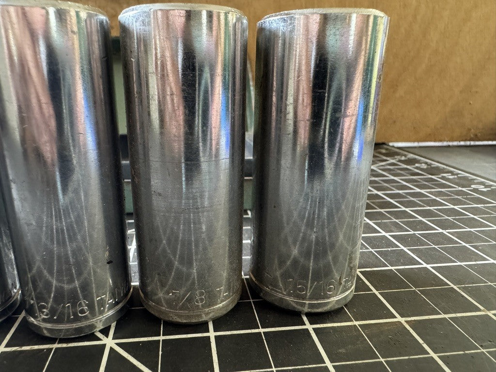 Vintage 8pc Deep Socket Set w/ Original Green Tin – Taiwan