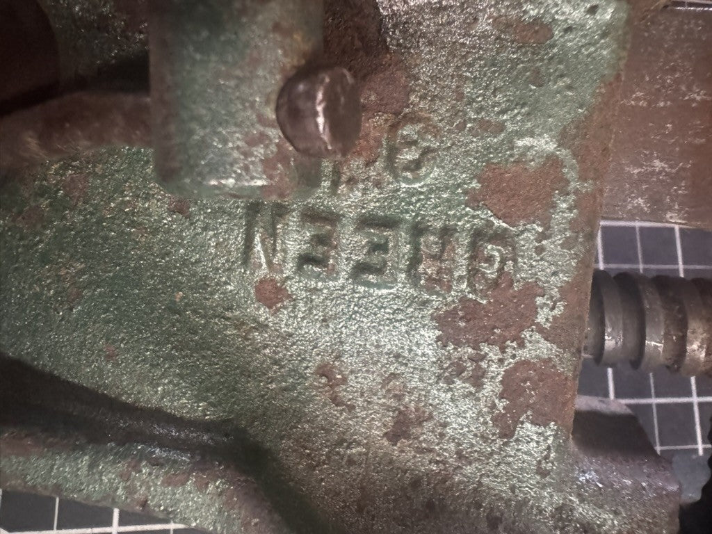 Vintage Green Swivel Base Bench Vise – 3-1/2” Jaws – Marked “GREEN”