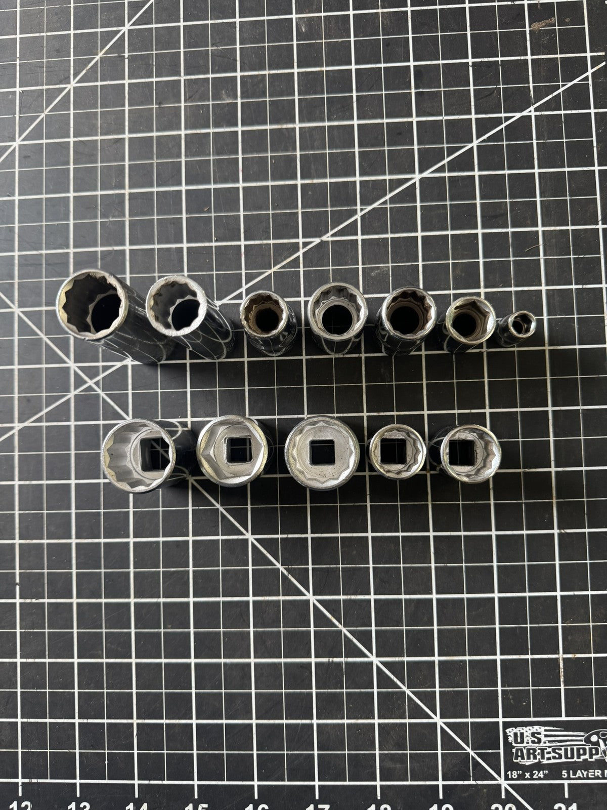 Lot of 11 Vintage Craftsman EE Series Sockets – Mixed SAE & Metric – USA