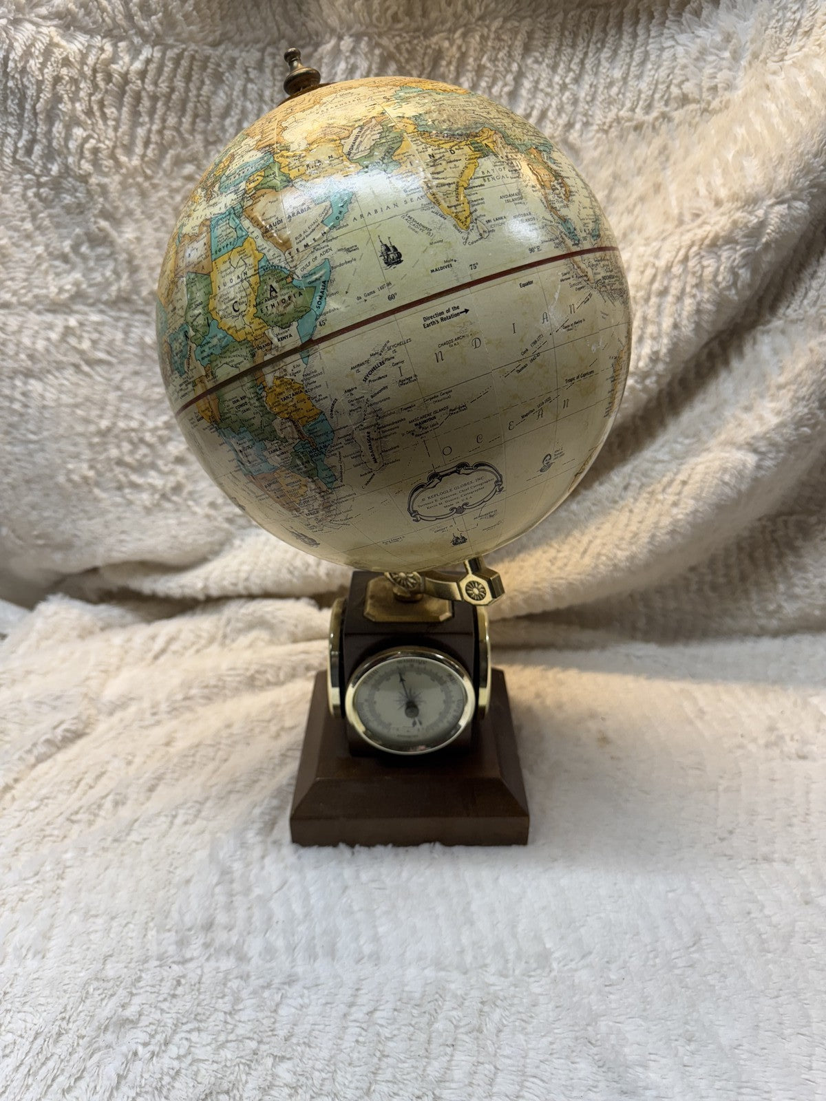 Replogle 9" World Classic Globe with Wood Base – Hygrometer, Thermometer