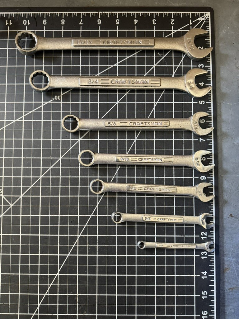 Vintage Craftsman Lot of 6 Combination Wrenches – SAE Sizes 3/4” to 11/32” – USA