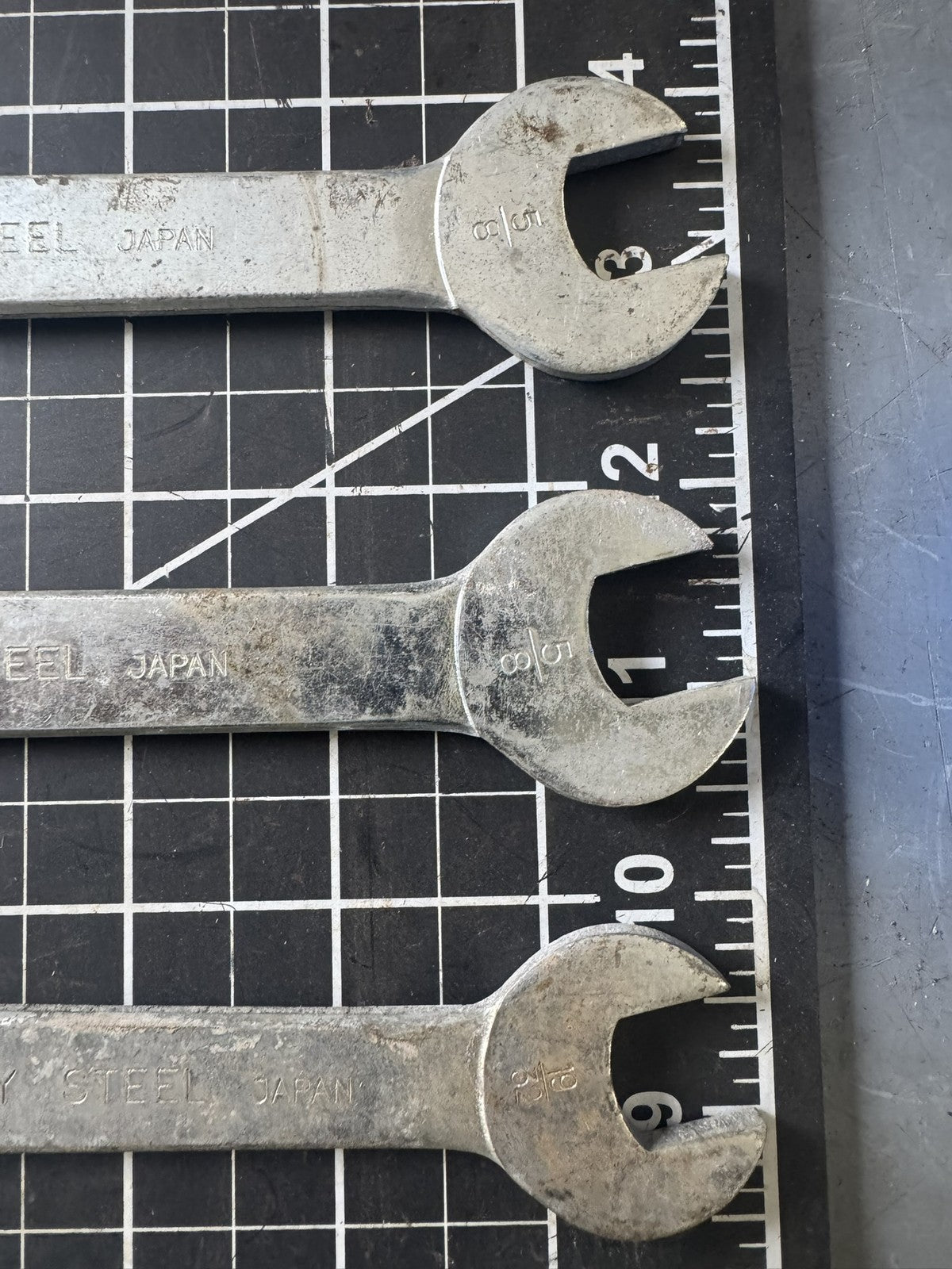 Lot of 5 Vintage Japan-Made Double Open End Wrenches – Steel – Mixed Sizes