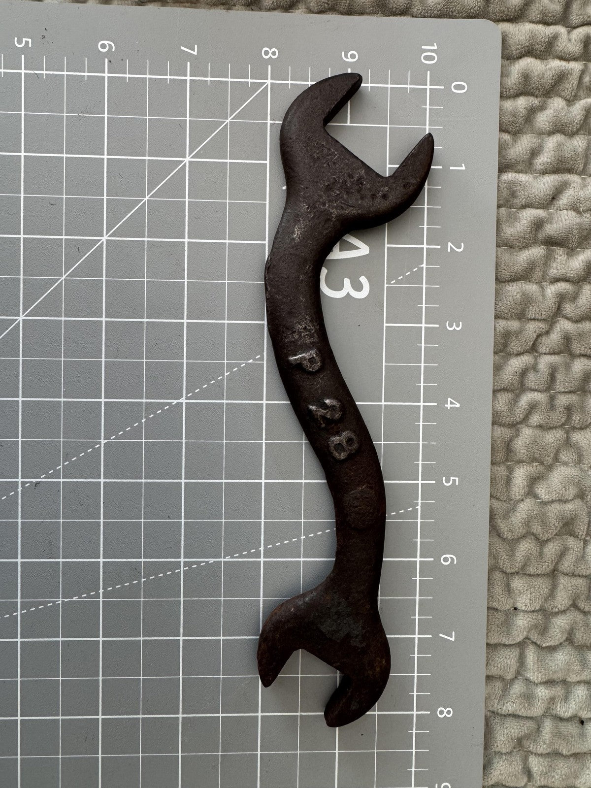 Vintage International Harvester S-Wrench – P28 Marked, 8" Length | Farm Tool