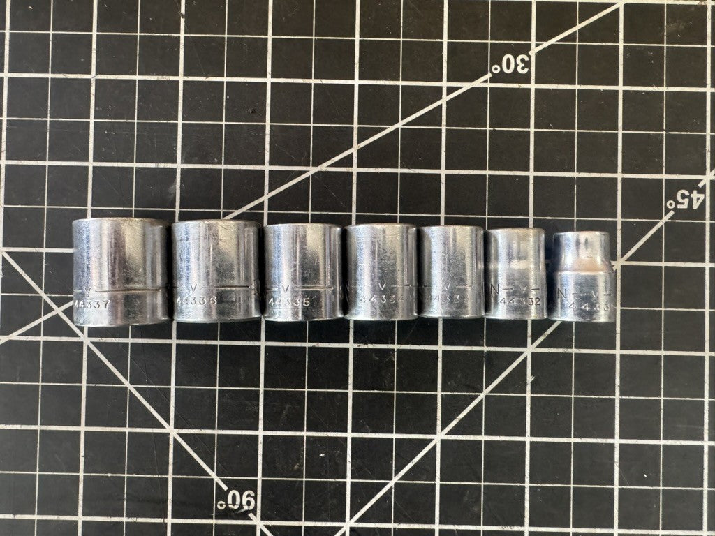 Vintage Craftsman V-Series 7pc Socket Set – 3/8” to 3/4” – 12pt – USA