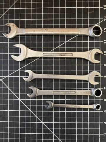 Lot of 5 Vintage PowerKraft Wrenches – Combination & Double Open – USA