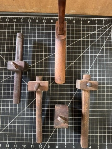 Lot of 4 Antique 1800s Primitive Wooden Marking Gauges – Measuring Tools