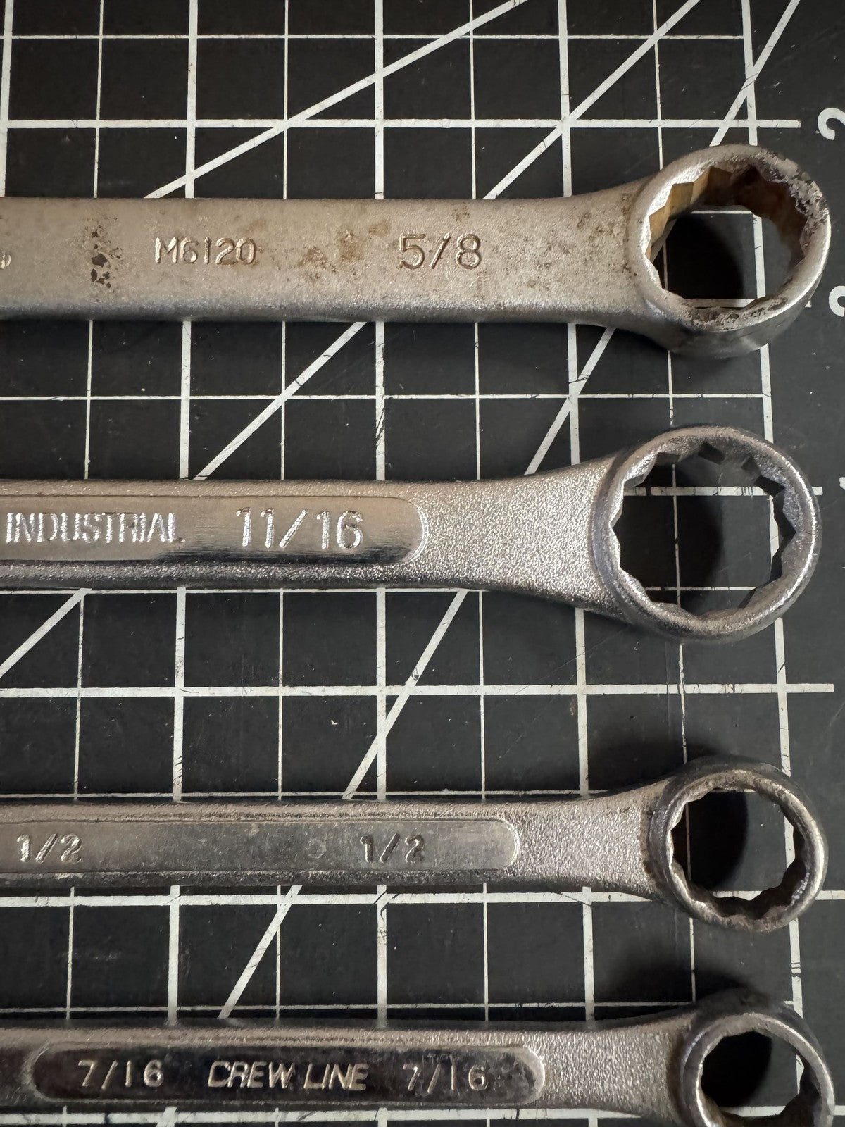 6pc Lot of Combination Wrenches – Mixed Brands – India – SAE 5/16” to 11/16”