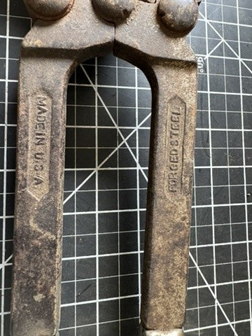 Vintage Bull Castration Tool – Forged Steel, 19” w/ Wood Handles, Made in USA