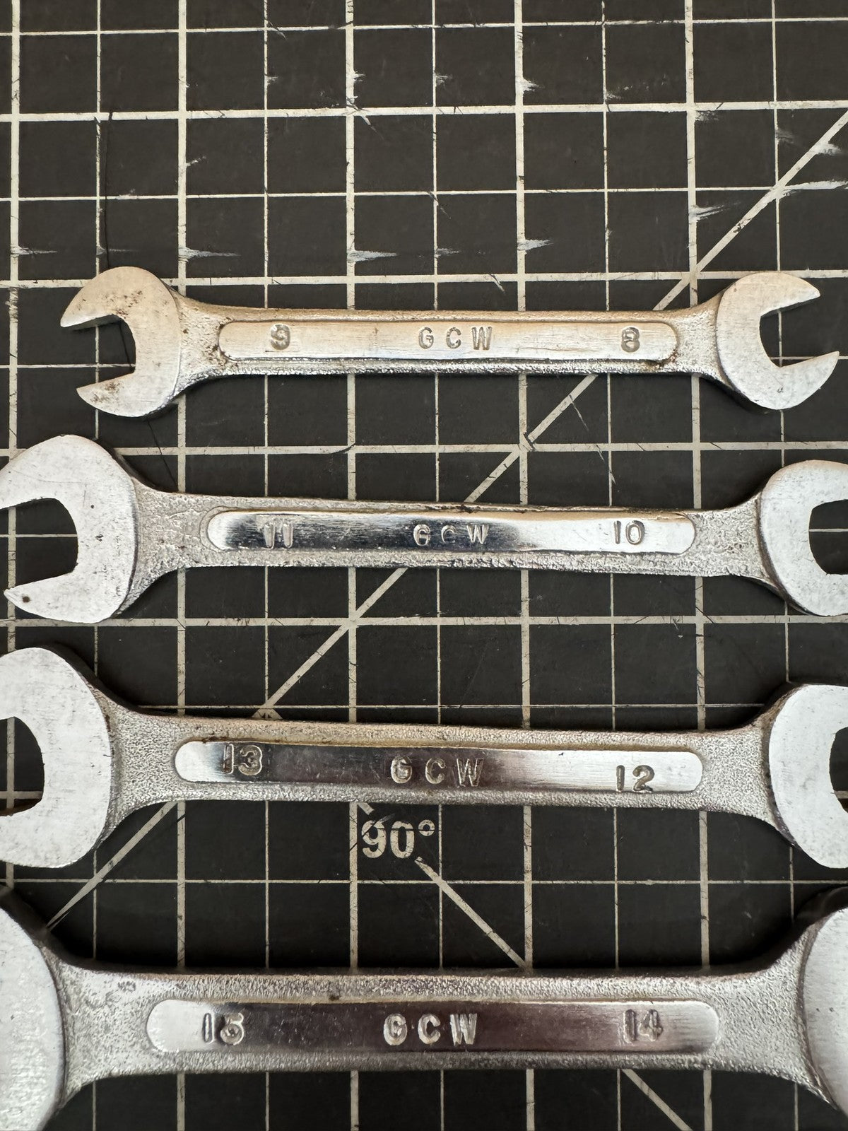 Vintage GCW Offset Double Open Wrench Set (5pcs + Holder) – Taiwan – Metric