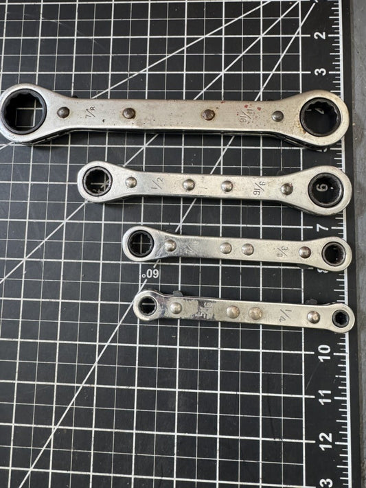 Vintage Heavy Duty 4pc Reversible Ratchet Ring Spanner Wrench Set – USA