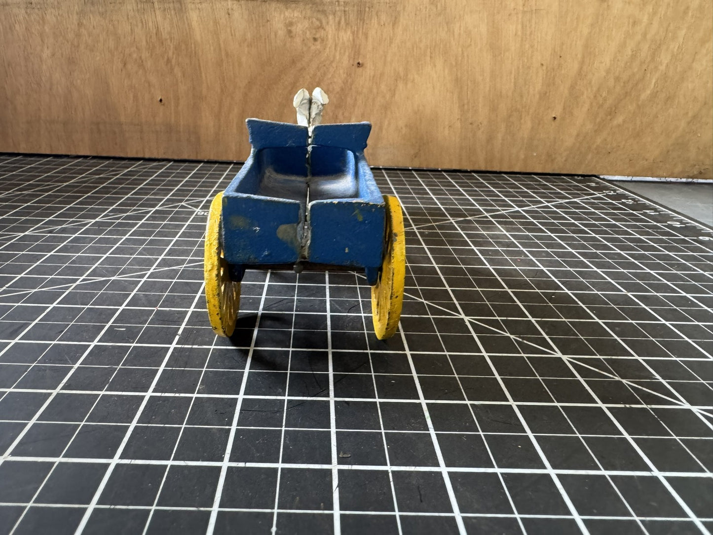 Vintage Cast Iron Express Goat Carriage Wagon Buggy Cart – Blue, 8”