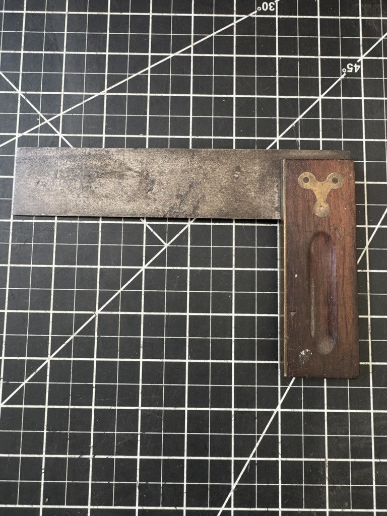 Antique Stanley 6” Carpenter’s Square – Wood & Brass – Pat’d Dec. 29, 1896 – USA