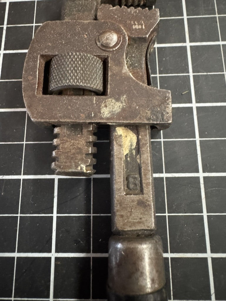 Atlas Tool Co 8” Adjustable Wrench – Wood Handle, Early Model