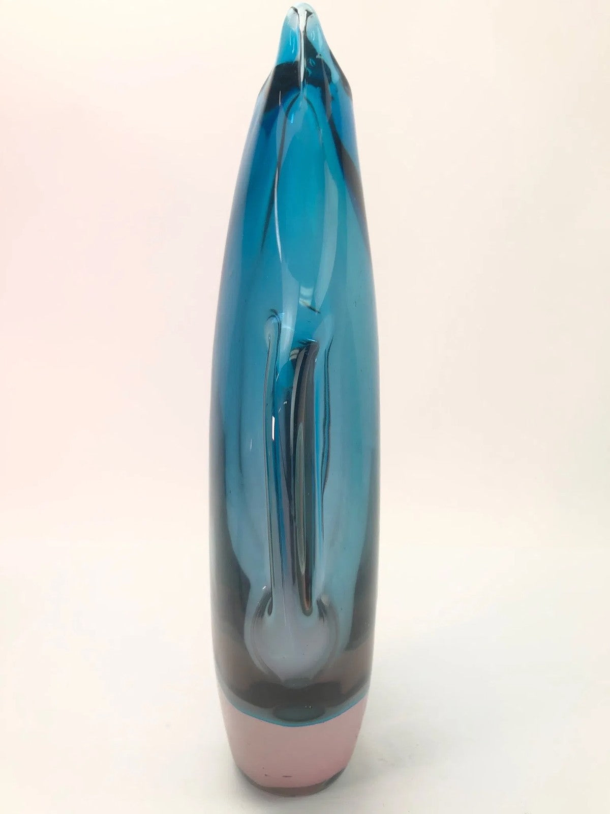 Attributed to Flavio Poli Sommerso Penguin Art Glass Vase – Blue & Amethyst, 11”