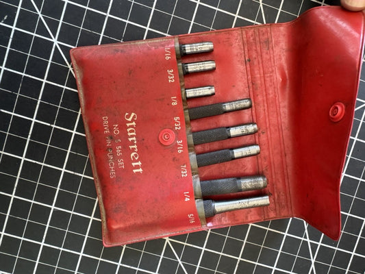 Starrett No. S565 8-Piece Drive Pin Punch Set 1/16”–5/16” in Original Pouch