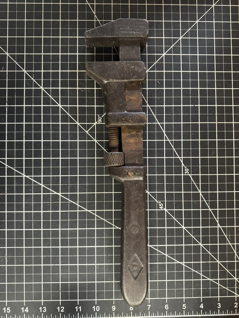 Antique W&B J.H. Williams 16” Adjustable Monkey Wrench – Railroad Special – USA