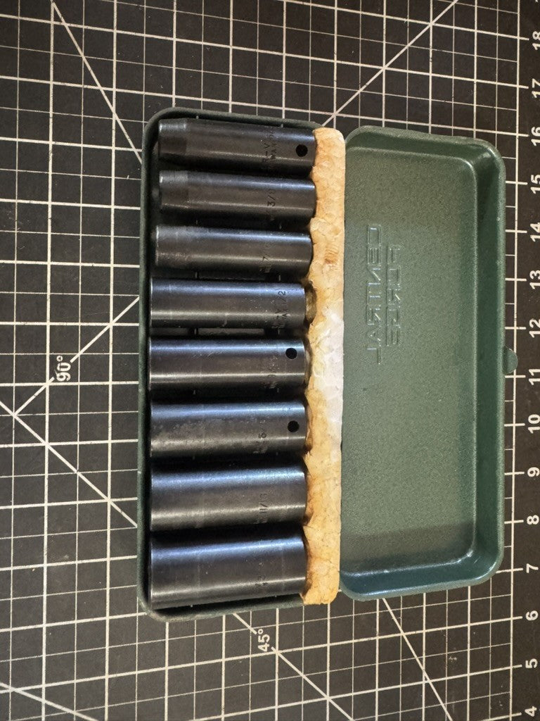 Vintage CR-V 8-Pc Deep Impact Socket Set – 3/8” Drive 6-Point – 2.5” Long