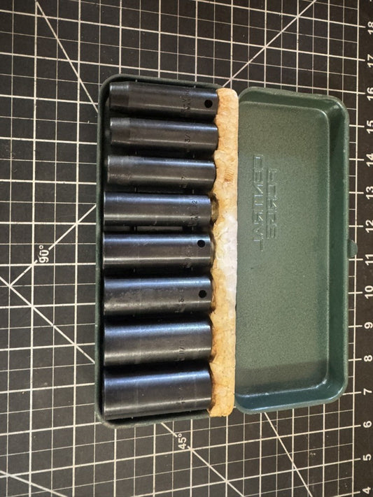 Vintage CR-V 8-Pc Deep Impact Socket Set – 3/8” Drive 6-Point – 2.5” Long