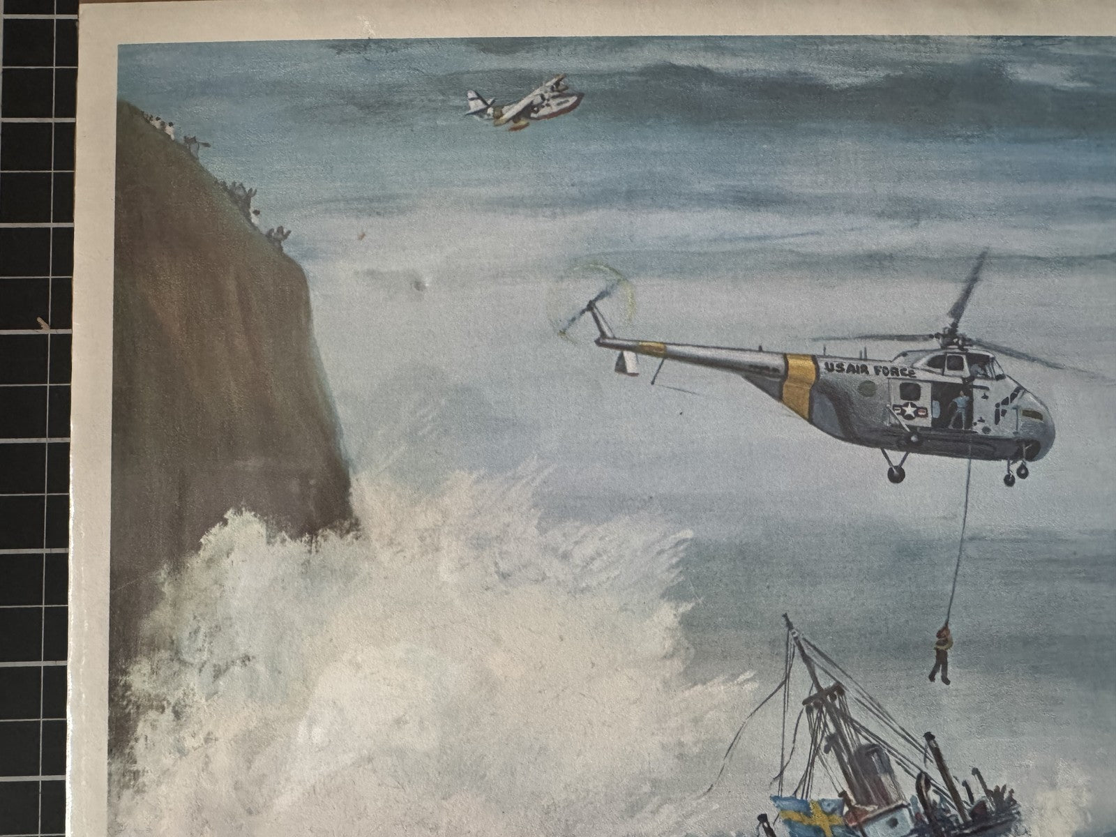 1970 "Life Line From The Sky" Military Art Print by Hubbell VTG USMC Aviation