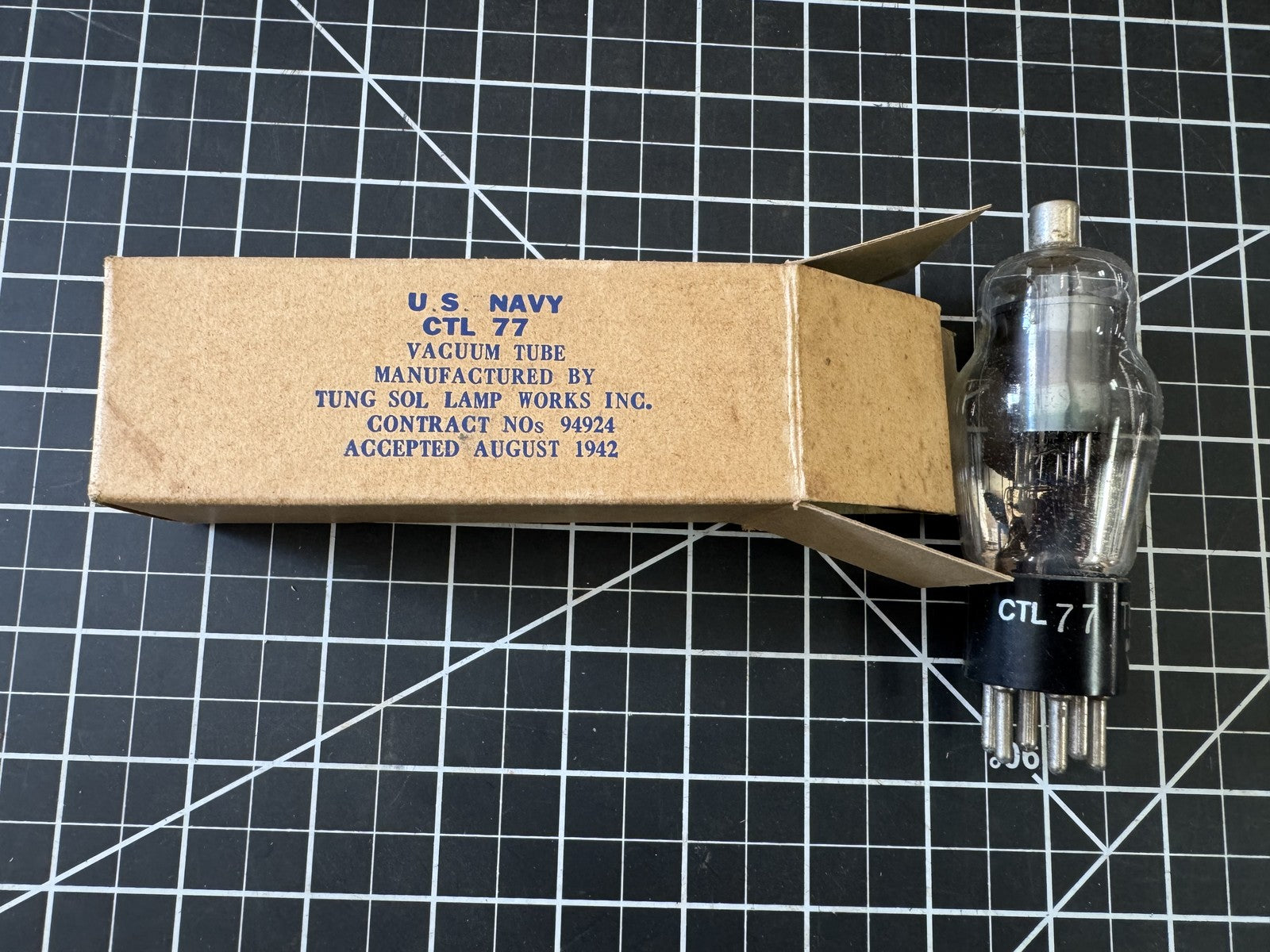 NOS Tung-Sol CTL-77 Vacuum Tube – US Navy Issue – Vintage Electron Tube USA