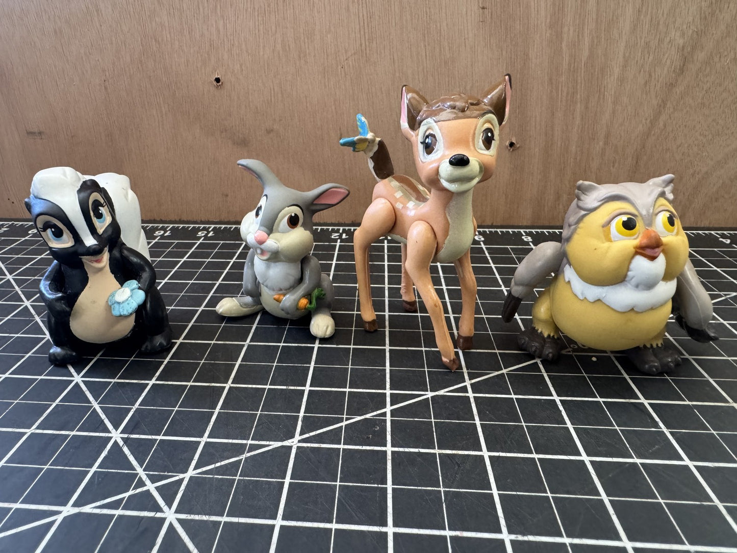 Vintage 1988 Disney Bambi Figure Lot - Flower, Thumper, Bambi & Owl