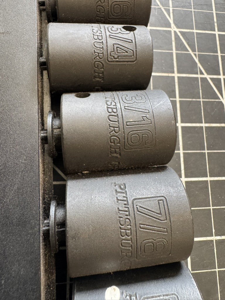 Pittsburgh 1/2” Drive 10pc Impact Socket Set – Item #67917 – Black Phosphate