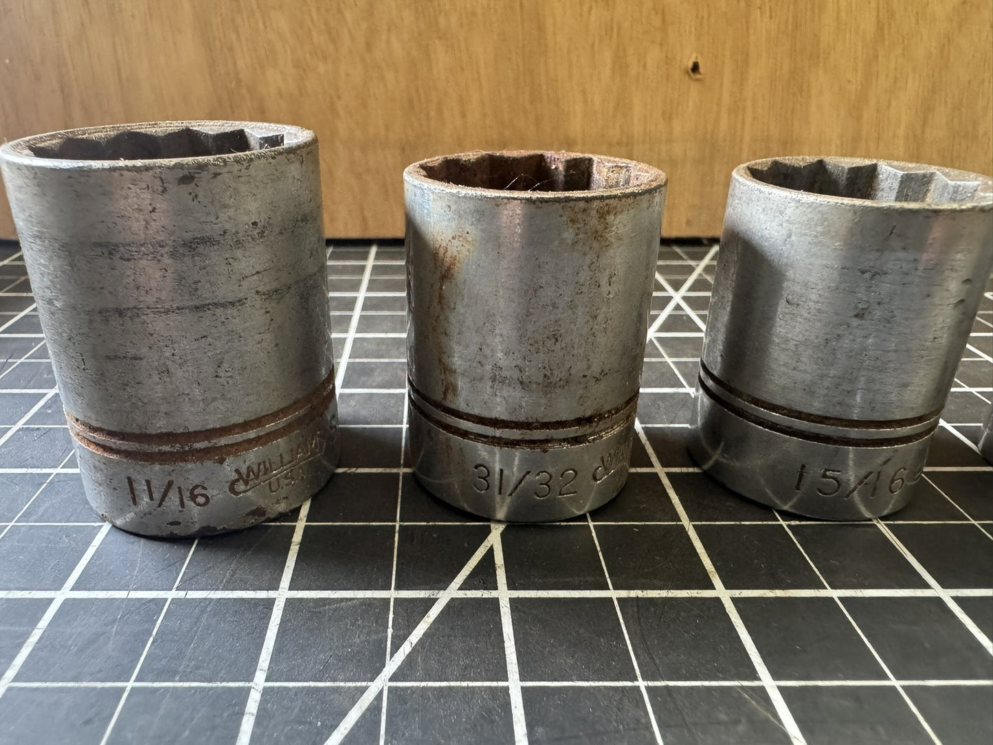 Lot of 7 Vintage Williams Sockets + Extension – Mixed Sizes – USA