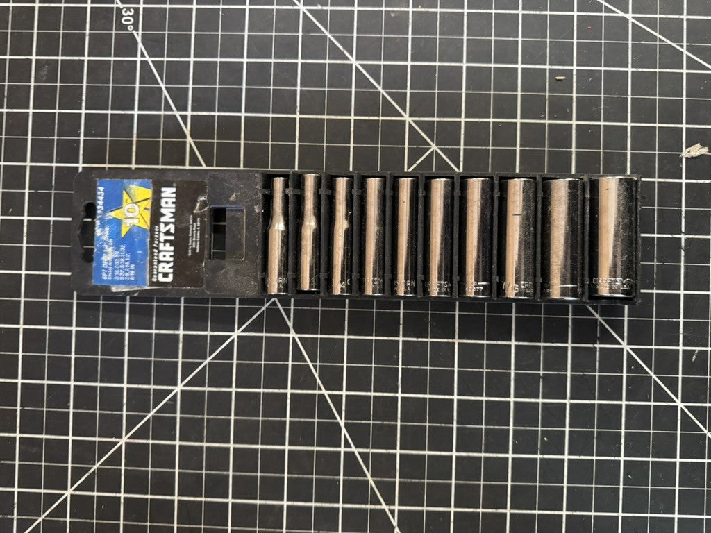 Craftsman 934434 10-Pc 1/4” Drive 6-Point Deep SAE Socket Set - Original Case