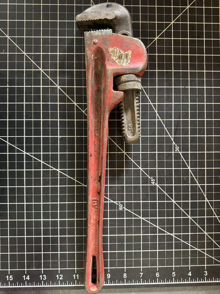Rigid 18” Heavy Duty Pipe Wrench – Drop Forged Jaws – Made in Taiwan