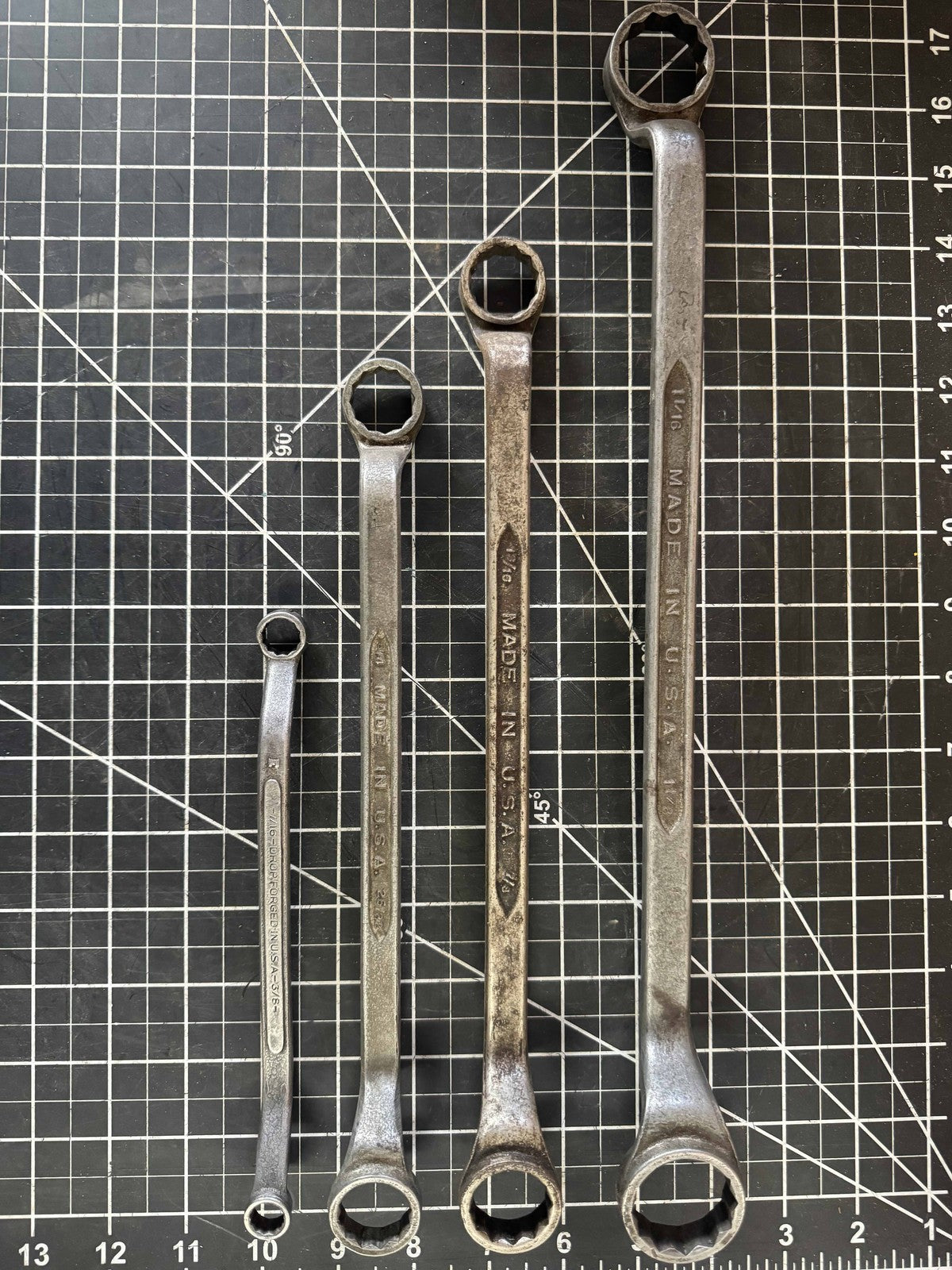 Lot of 4 Vintage Offset Double Box End Wrenches – Forged Steel USA