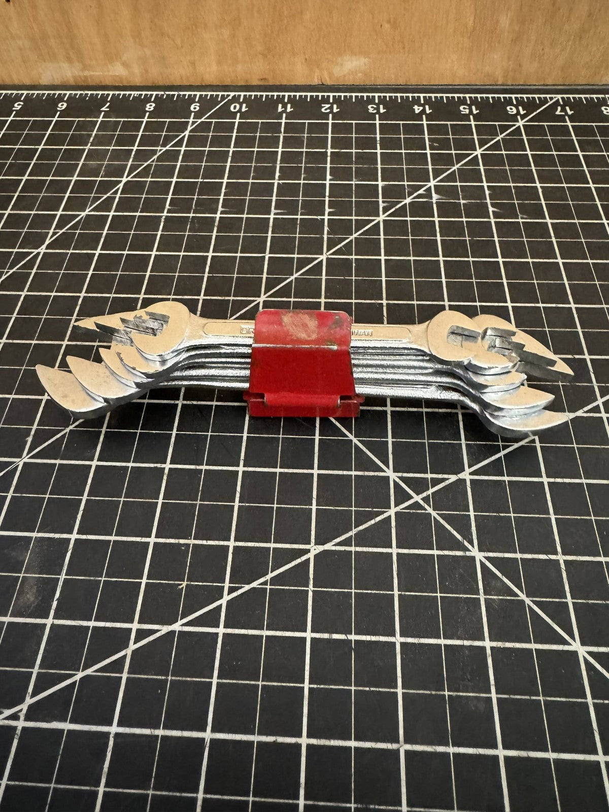 Vintage GCW Offset Double Open Wrench Set (5pcs + Holder) – Taiwan – Metric