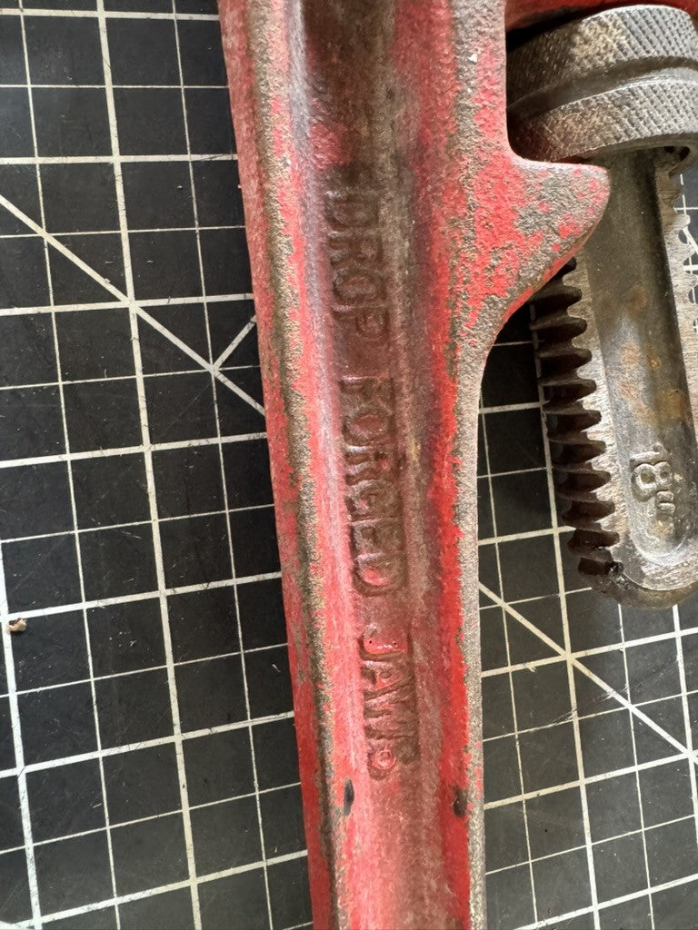 Rigid 18” Heavy Duty Pipe Wrench – Drop Forged Jaws – Made in Taiwan