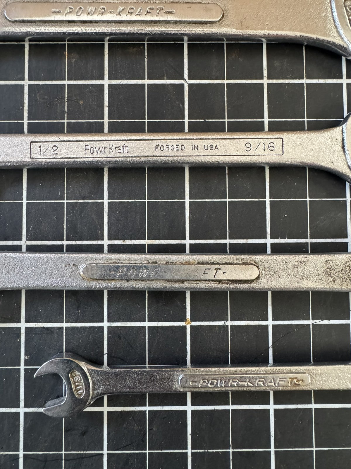 Lot of 5 Vintage PowerKraft Wrenches – Combination & Double Open – USA