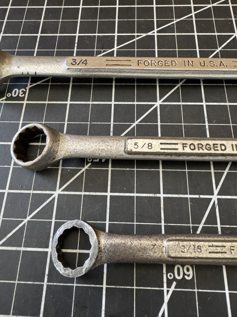 Vintage Craftsman Lot of 6 Combination Wrenches – SAE Sizes 3/4” to 11/32” – USA