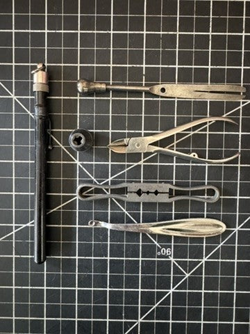 6pc Lot Antique Watchmaker Tools – S.W. Card Mansfield, Mass, Japan, Germany