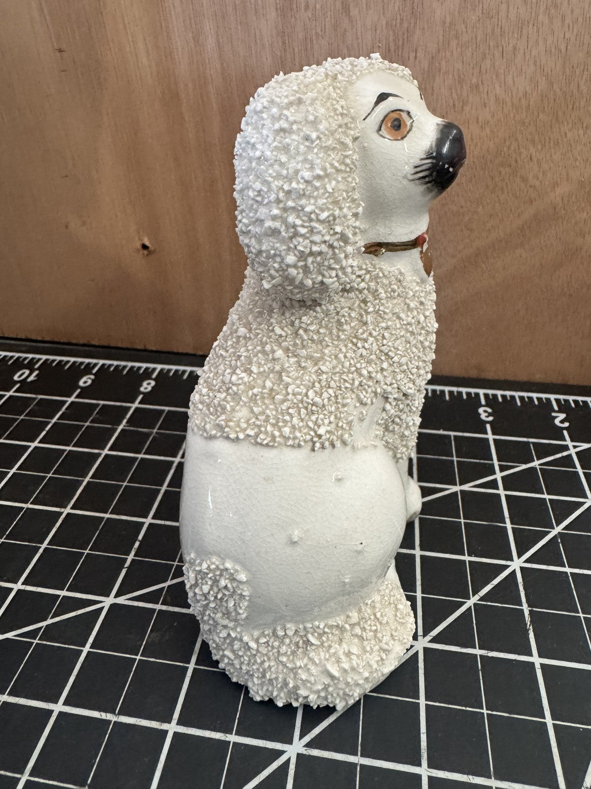 Antique Staffordshire Ware Kent Made England Poodle Dog Figurine – 6” Tall