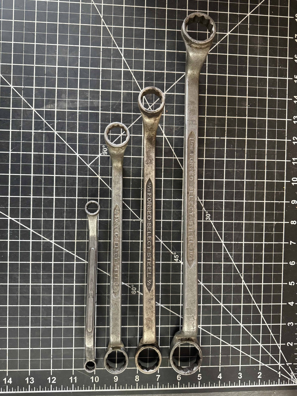 Lot of 4 Vintage Offset Double Box End Wrenches – Forged Steel USA