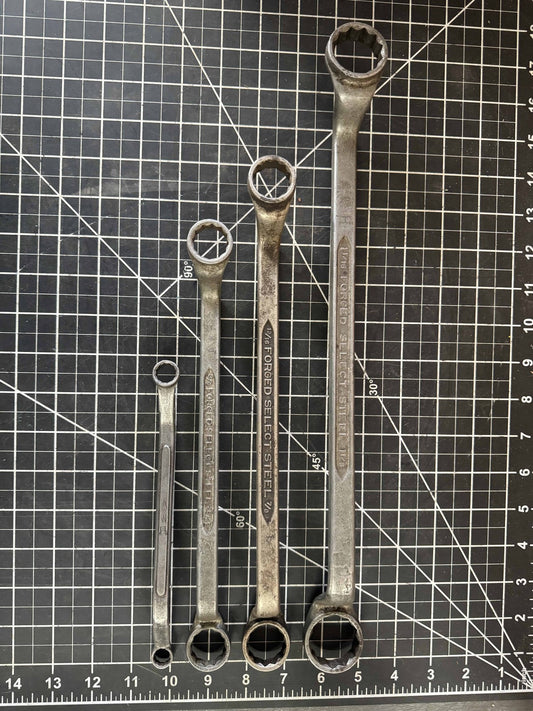 Lot of 4 Vintage Offset Double Box End Wrenches – Forged Steel USA