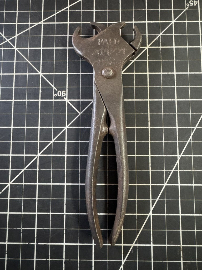 Antique Farm Tool – 7.5” Double Head Hog Nose Pliers – Pat. April 27, 1880