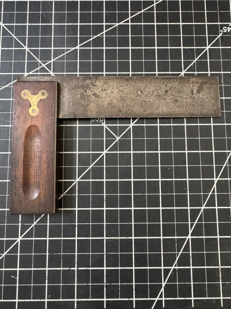 Antique Stanley 6” Carpenter’s Square – Wood & Brass – Pat’d Dec. 29, 1896 – USA