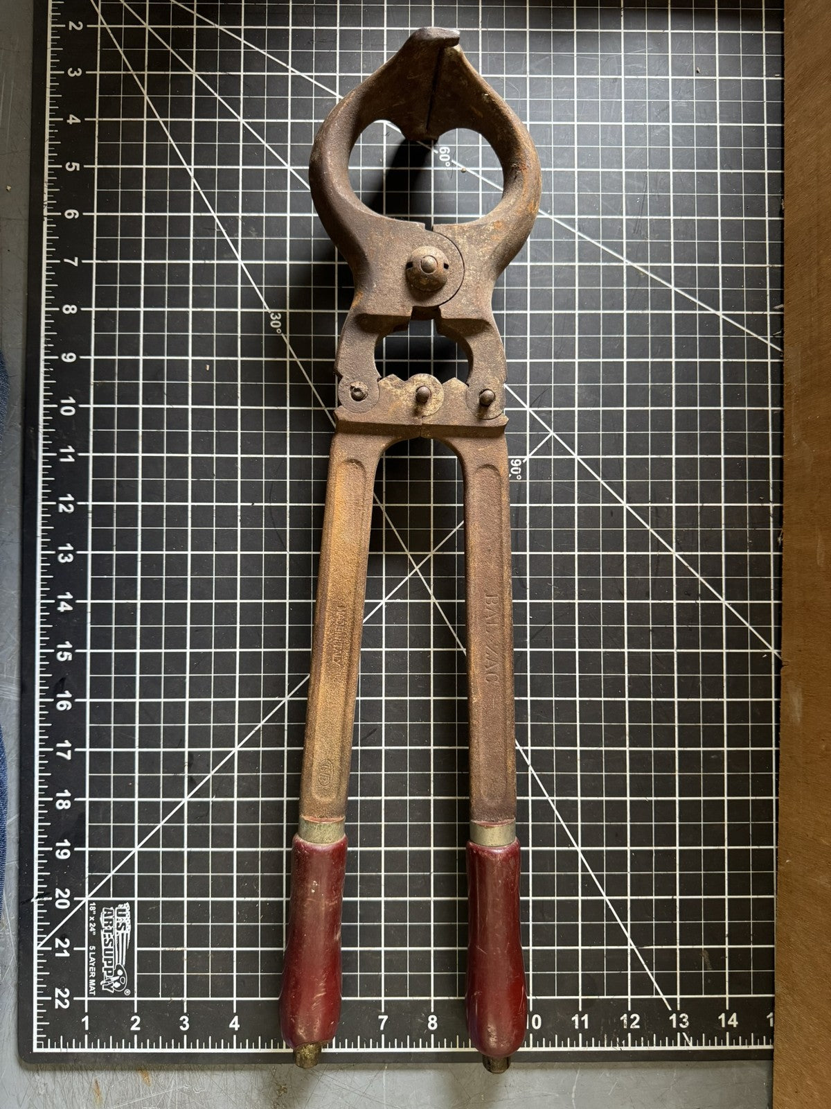 Vintage Bull Castration Tool “Bull Zac” – Made in Italy, 19” w/ Wood Handles