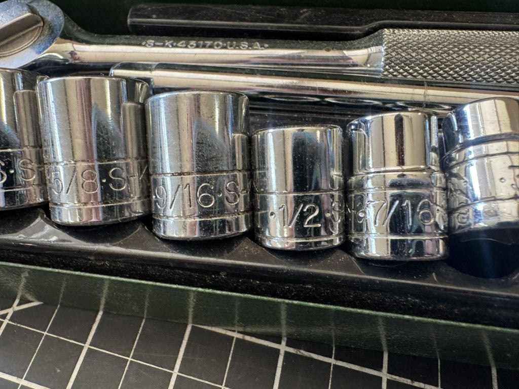 SK Tools USA Chrome 18pc 3/8” Drive Socket Set – Deep, Mid – Original Case