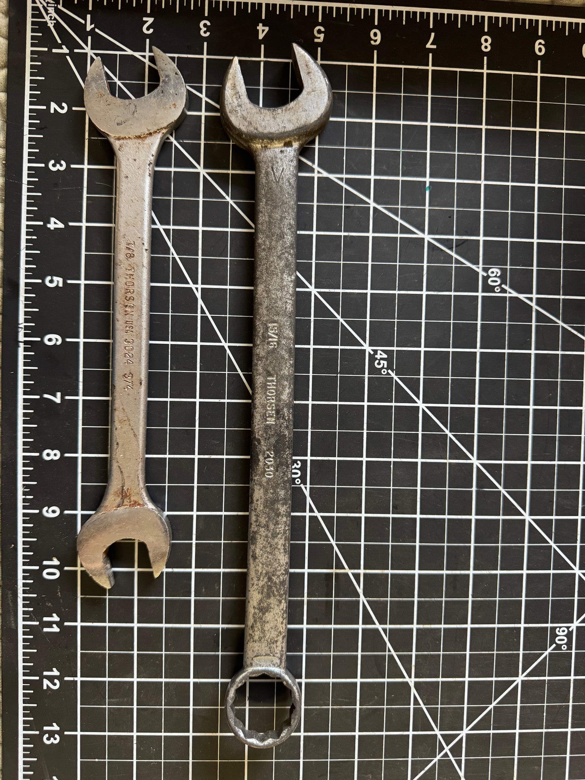 Lot of 2 Vintage Thorsen Wrenches – 3024 Double Open End & 2030 Combo – USA Made