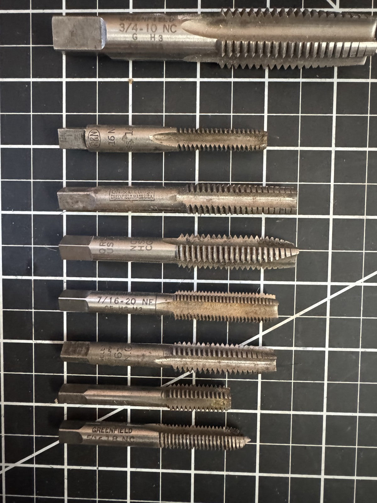 Lot of 37 Tap & Die Pieces – Greenfield, R&N, Pratt & Whitney, Morse