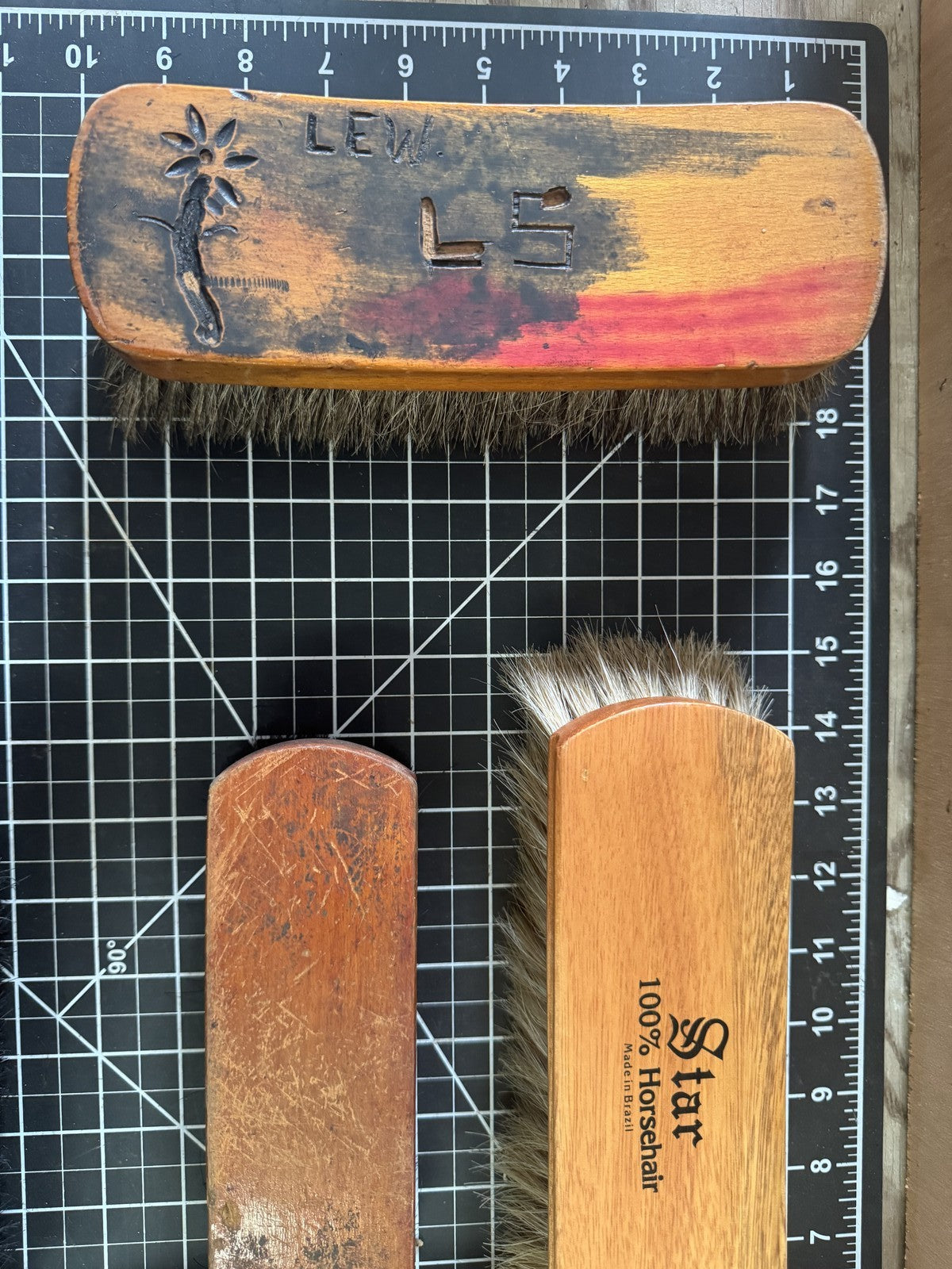 Lot of 6 Vintage Shoeshine Brushes – Griffin, Star, Horsehair, Etc