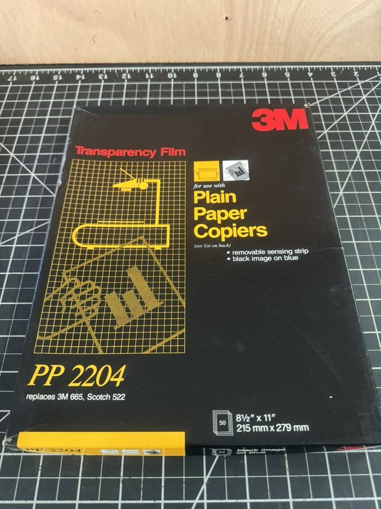3M Transparency Film PP2204 – For Plain Paper Copiers – Black Image on Blue