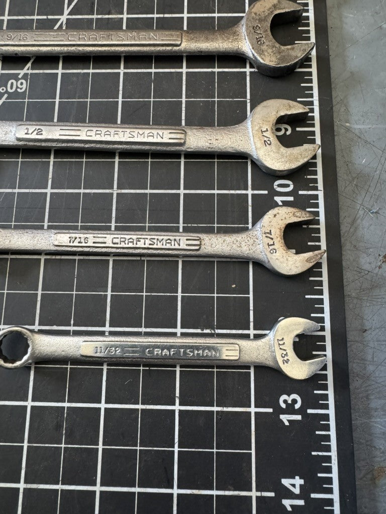 Vintage Craftsman Lot of 6 Combination Wrenches – SAE Sizes 3/4” to 11/32” – USA