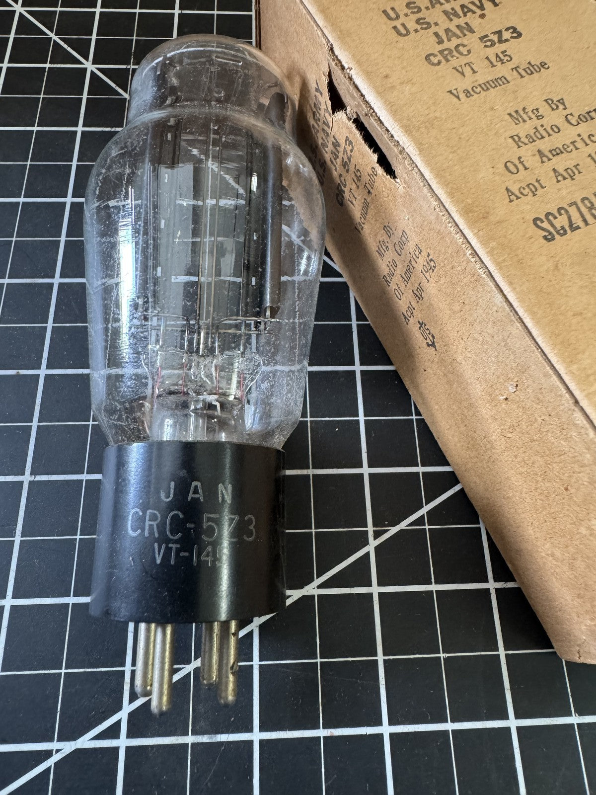 JAN CRC 5Z3 VT-145 Vacuum Tube | WWII April 1945 | U.S. Army/Navy | VT145 NOS