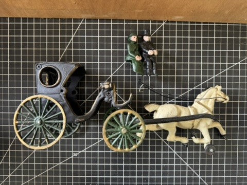 Vintage Antique Cast Iron Horse Drawn “Victoria” Carriage – 15 1/2”