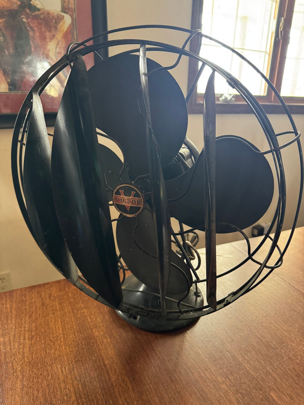 1930s Victor Ocillating Fan Breeeze Spreader Cast Iron Base 19" WORKS